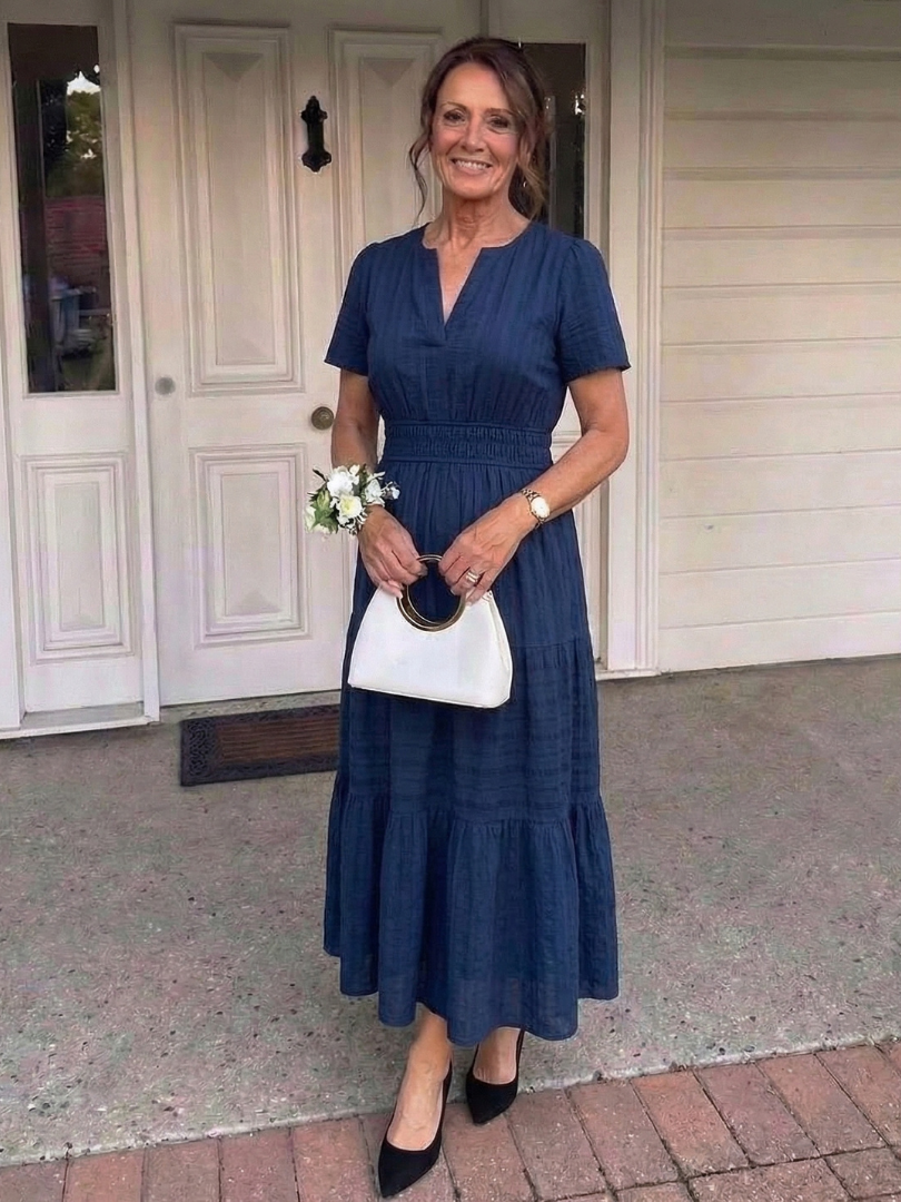 Short Sleeve Tiered Maxi Dress