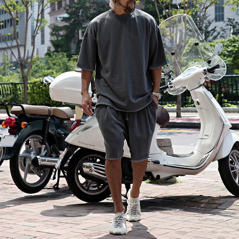 Men's Relaxed Fit Short Sleeve Top & Shorts Set