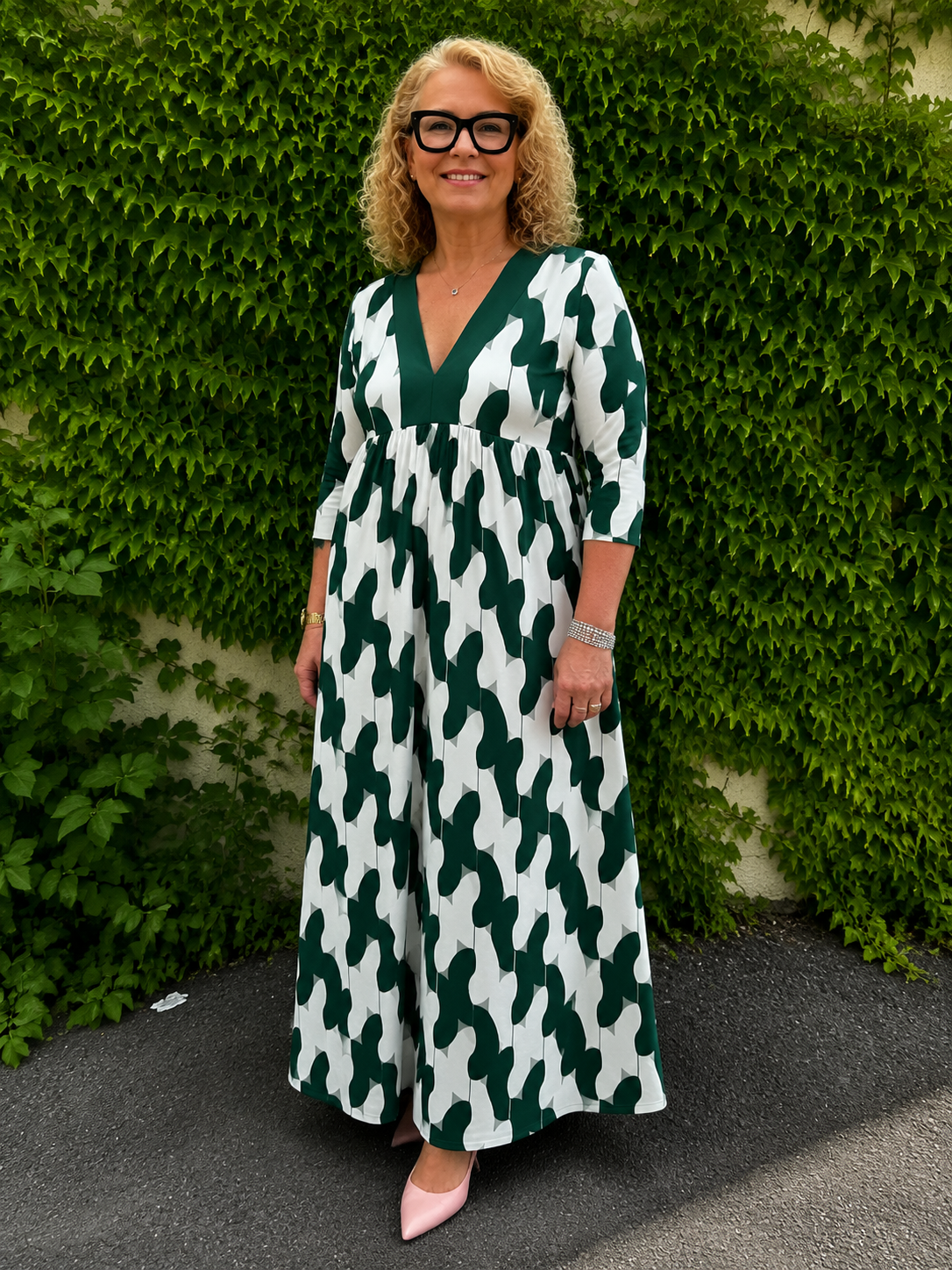 Elegant V Neck Maxi Dress – Relaxed Fit Casual Dress