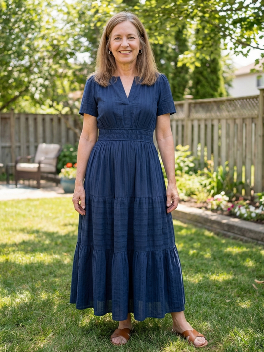 Short Sleeve Tiered Maxi Dress
