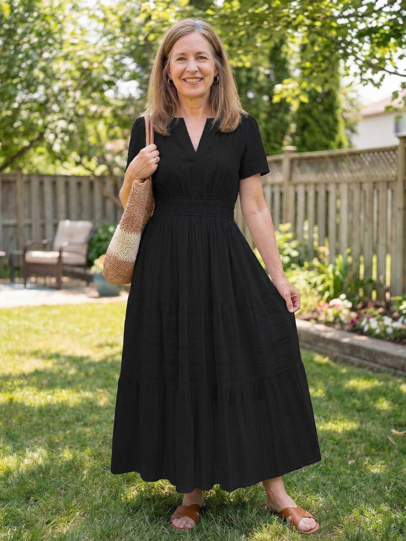 Short Sleeve Tiered Maxi Dress