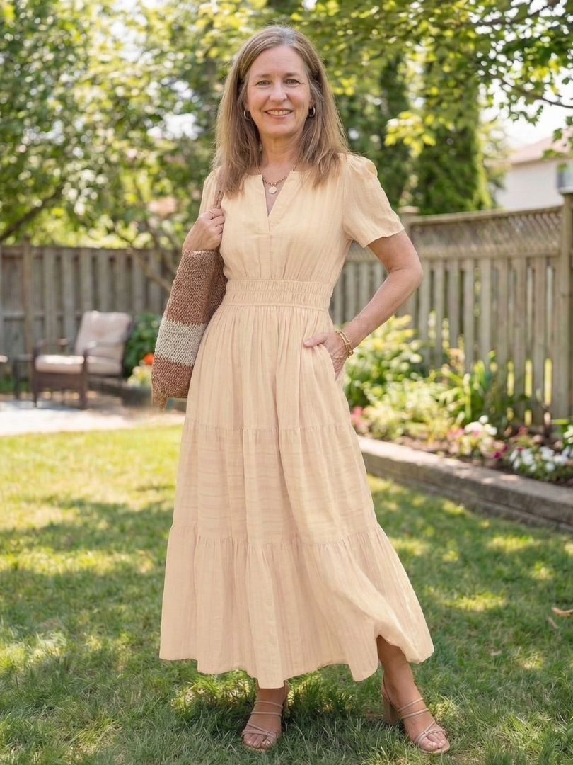 Short Sleeve Tiered Maxi Dress