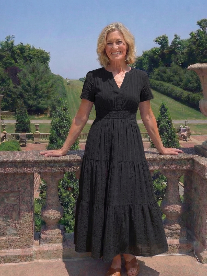 Short Sleeve Tiered Maxi Dress