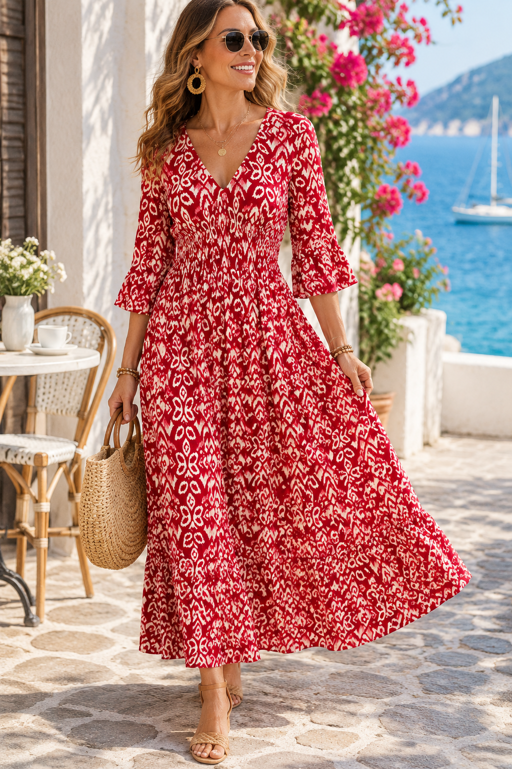 Plus Size Floral V Neck Maxi Dress