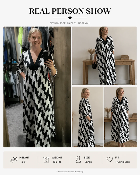 Elegant V Neck Maxi Dress – Relaxed Fit Casual Dress